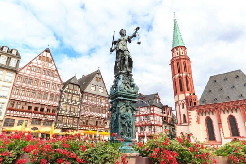 Justitia statue in Frankfurt, Germany