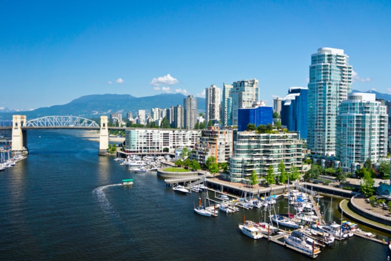 Beautiful view of Vancouver, British Columbia, Canada